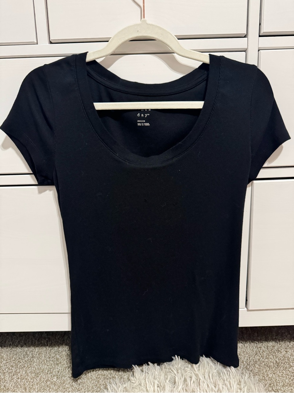 a new day Black Scoop Neck Short Sleeve Ribbed Tee
